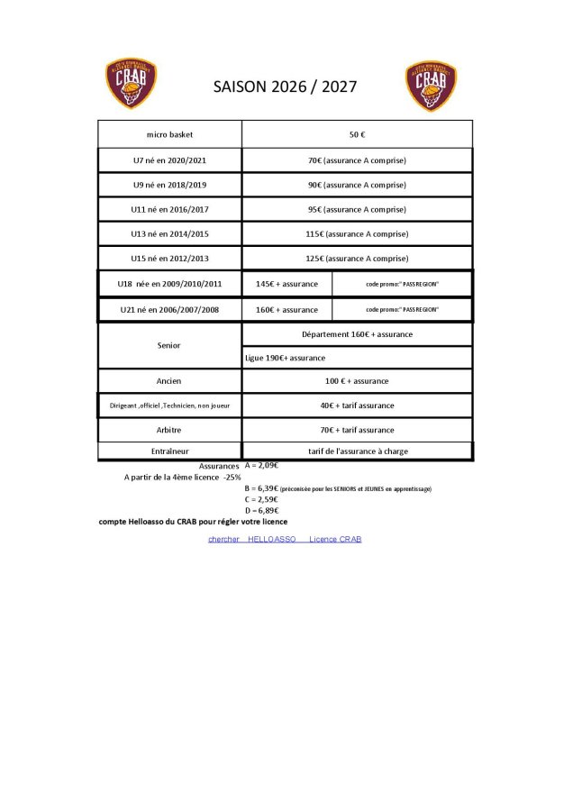 LES LICENCES 2026/2027